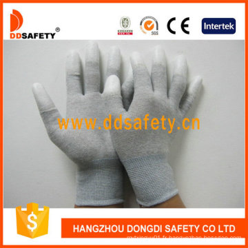 Gants en fibre de carbone blanc PU enduit sur le doigt Dpu220